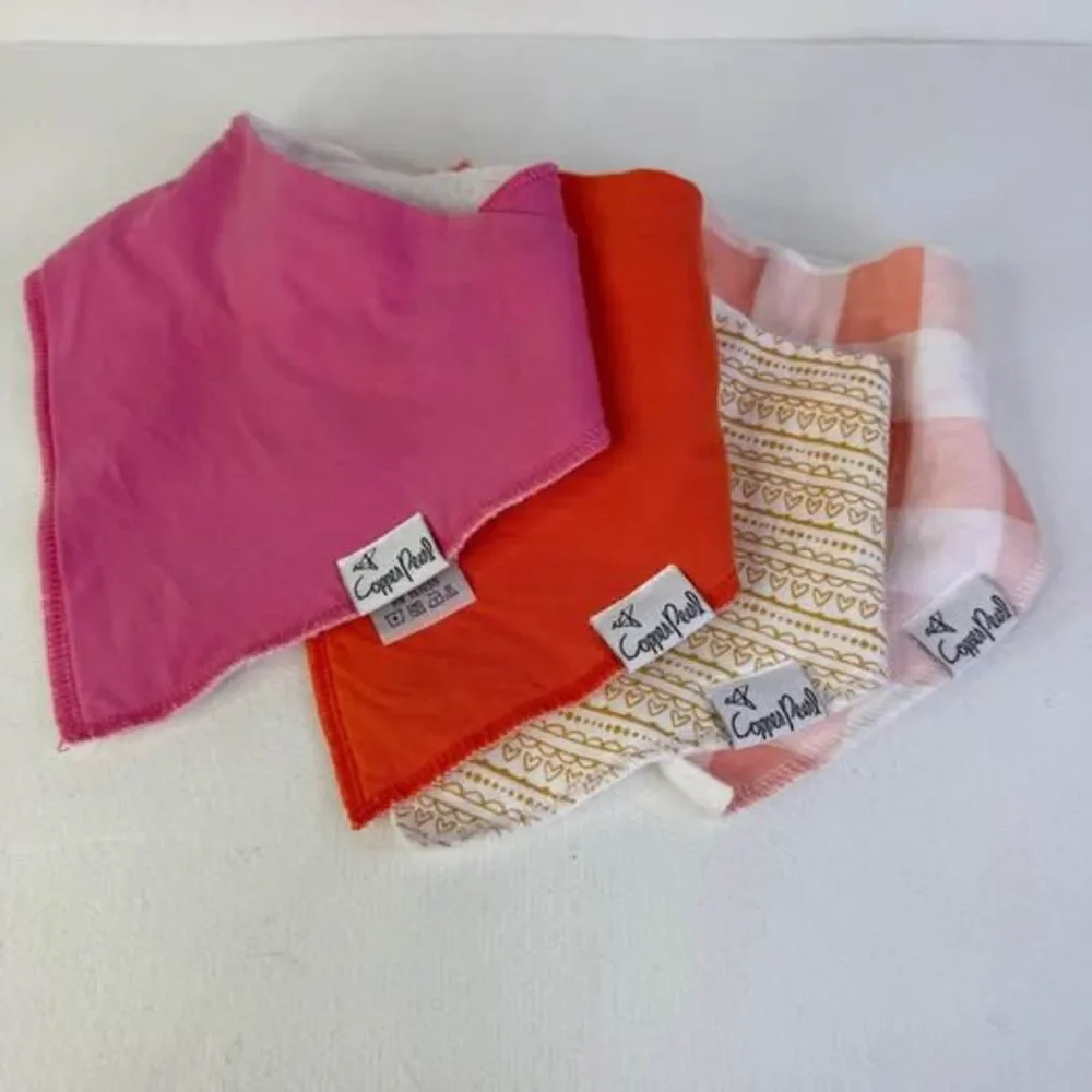 4-pack Copper Pearl baby bibs coral white pink tan 1155